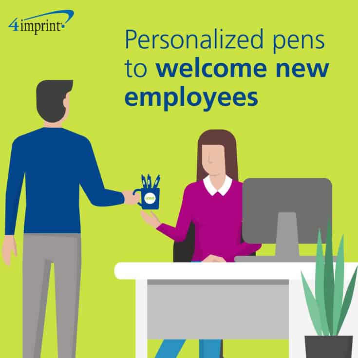 Personalized pens make a nice gift to welcome new employees.