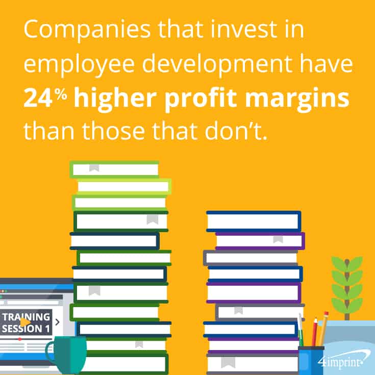Companies that invest in employee development have 24% higher profit margins than those that don’t. Using personal development gifts can help them build their skills.