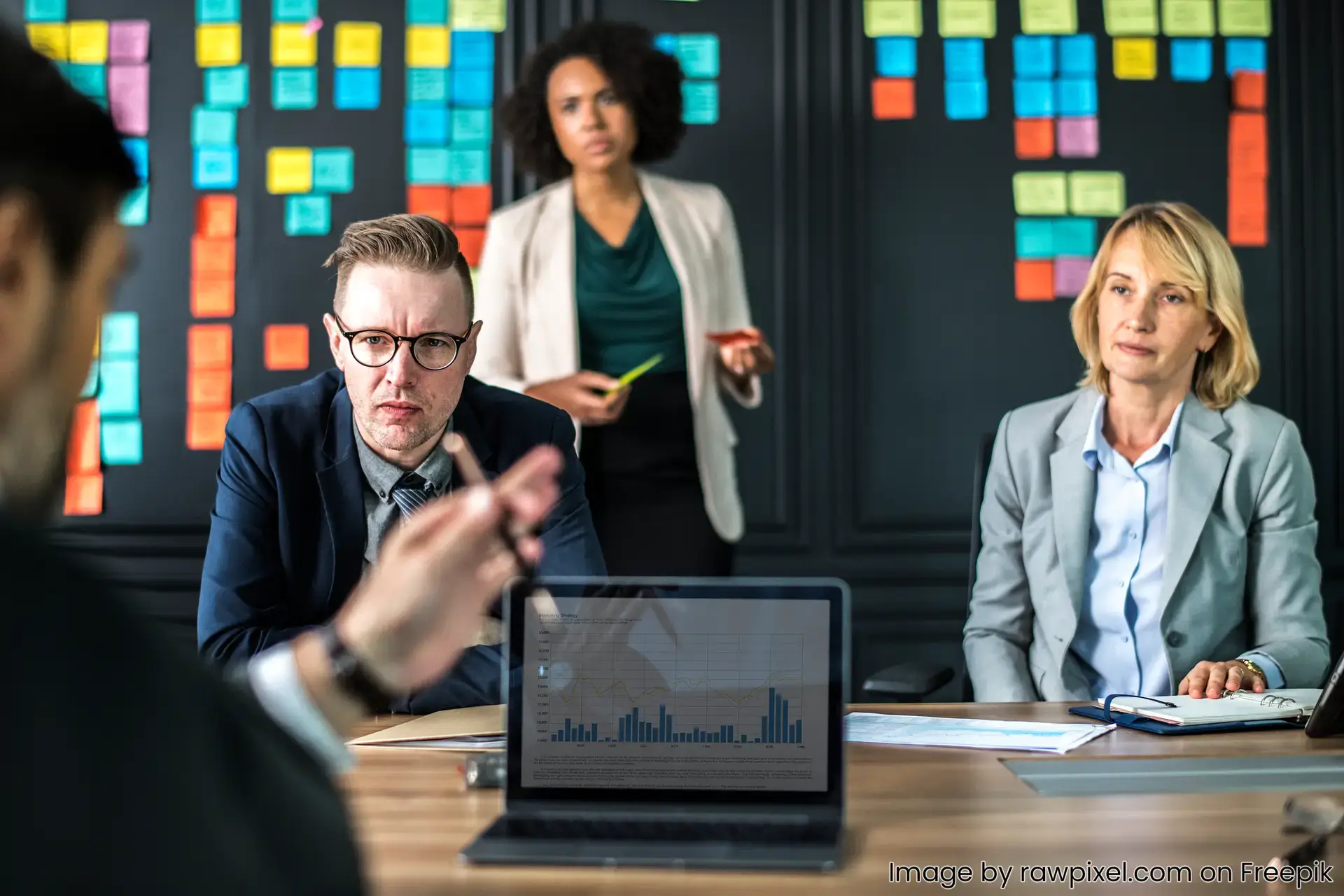 business people reviewing data