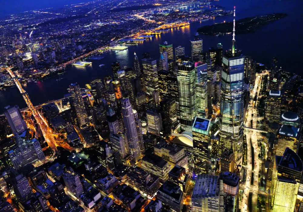 aerial view of large city