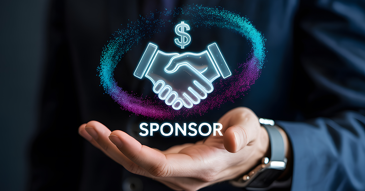 Handshake icon with dollar sign symbolizes sponsorship deal in a professional business context