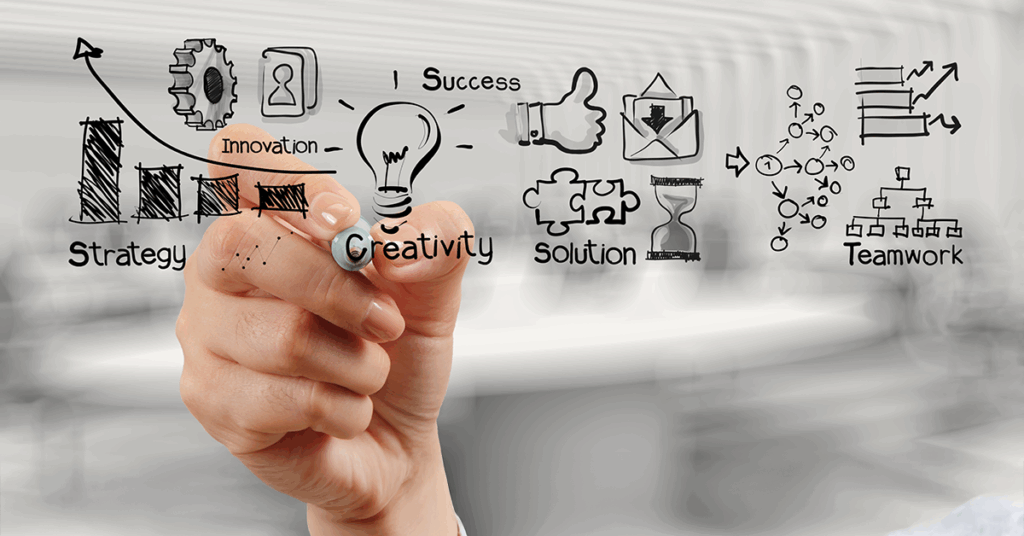 hand drawing graph chart and business strategy as concept