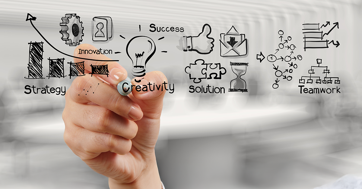 hand drawing graph chart and business strategy as concept