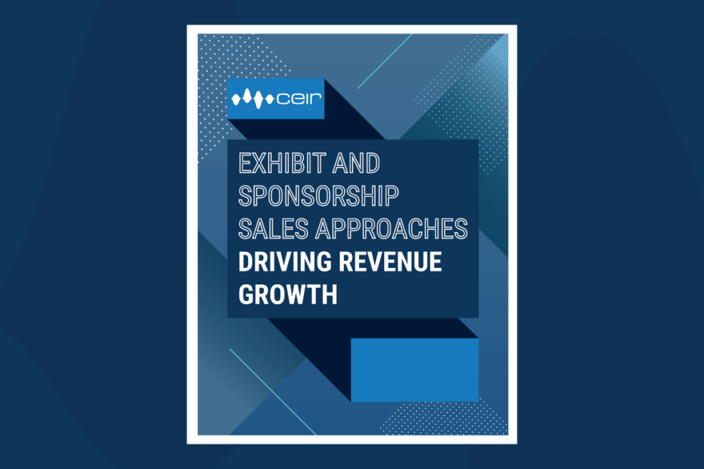 Exhibit and Sponsorship Sales Approaches Driving Revenue Growth cover on blue background