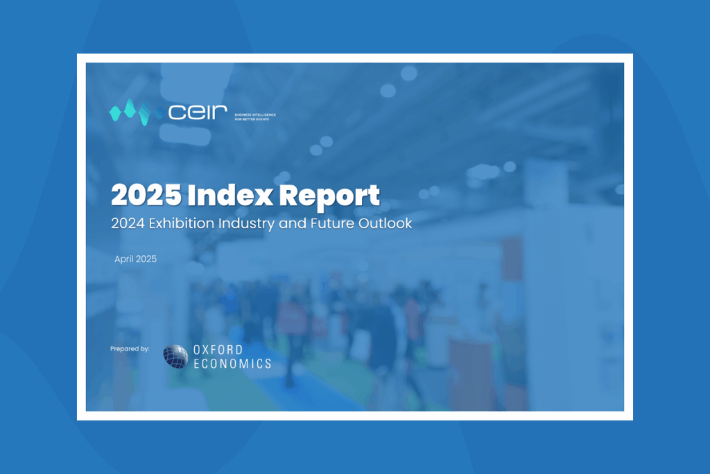 Exhibition Index Report cover on blue background
