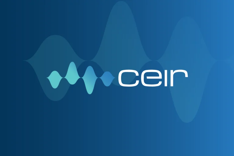 CEIR logo with gradient dark blue and blue background and CEIR icon at low opacity
