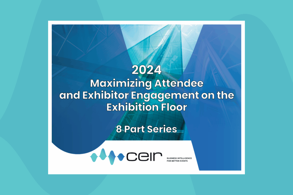 2024 Maximizing Attendee and Exhibitor Engagement on the Exhibition Floor 8 Part Series cover on aqua background