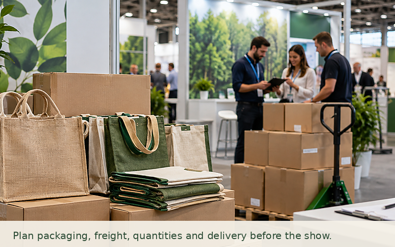 man delivers boxes at a convention